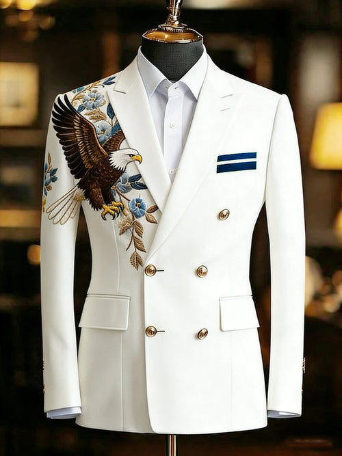 Men's Vintage Patriotic White Suit Jacket