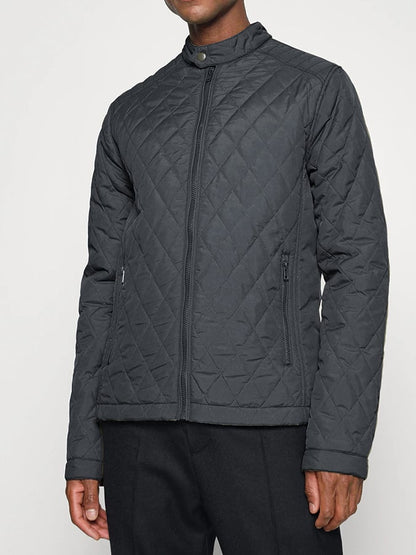 Men's Light Cotton Clothes Casual Diamond Shaped Stand-up Collar Coat Fashion Cotton-padded Jacket