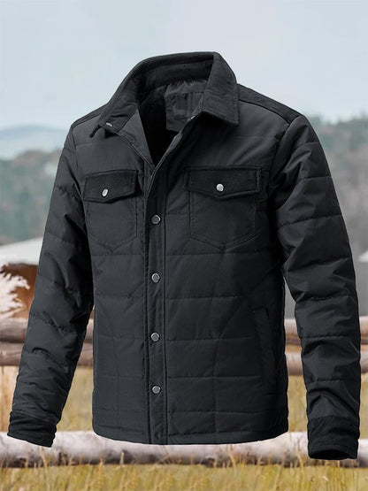 Men's Vintage Pleated Cotton Multi-Pocket Casual Plush Cotton Jacket