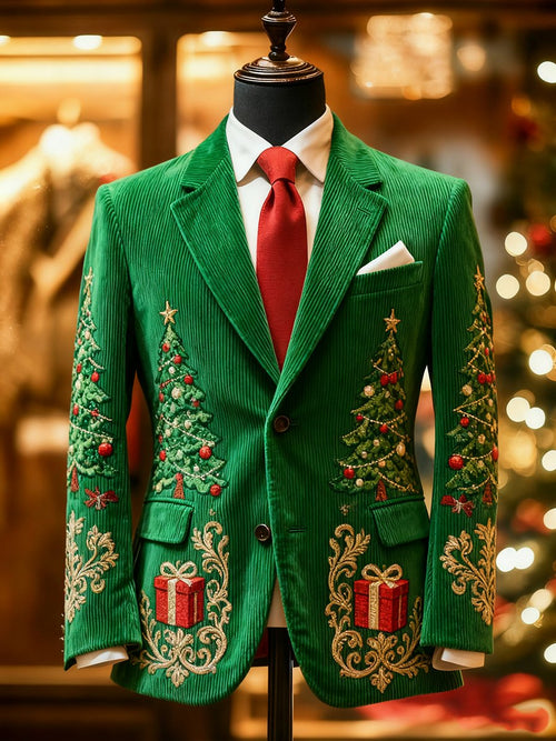 Men's Corduroy Christmas Gift Lapel Suit Jacket