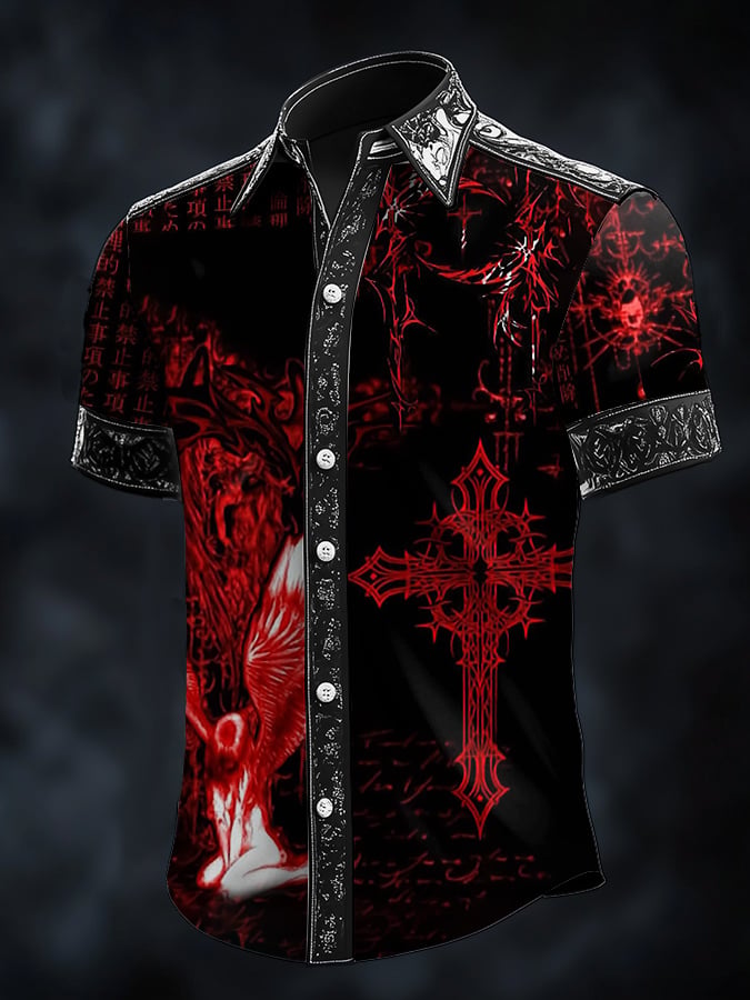 Men's Dark Brogue Satin Shirt