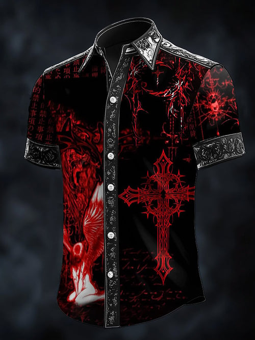 Men's Dark Brogue Satin Shirt