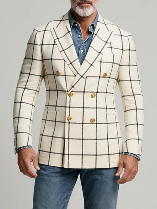 Men's Classic Plaid Business Suit Blazer