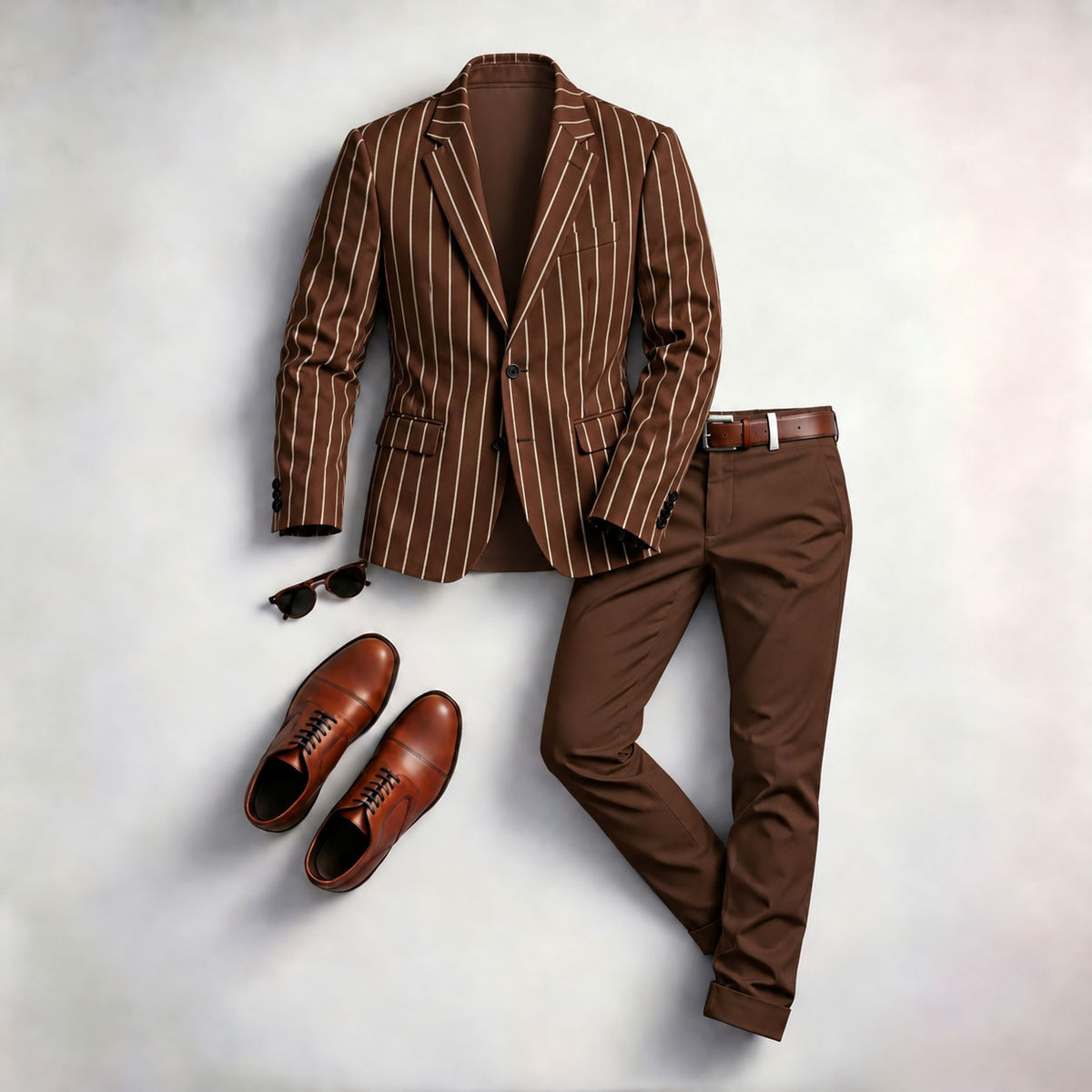 Men's Striped Print Two-Piece Suit Set (Jacket and Pants)