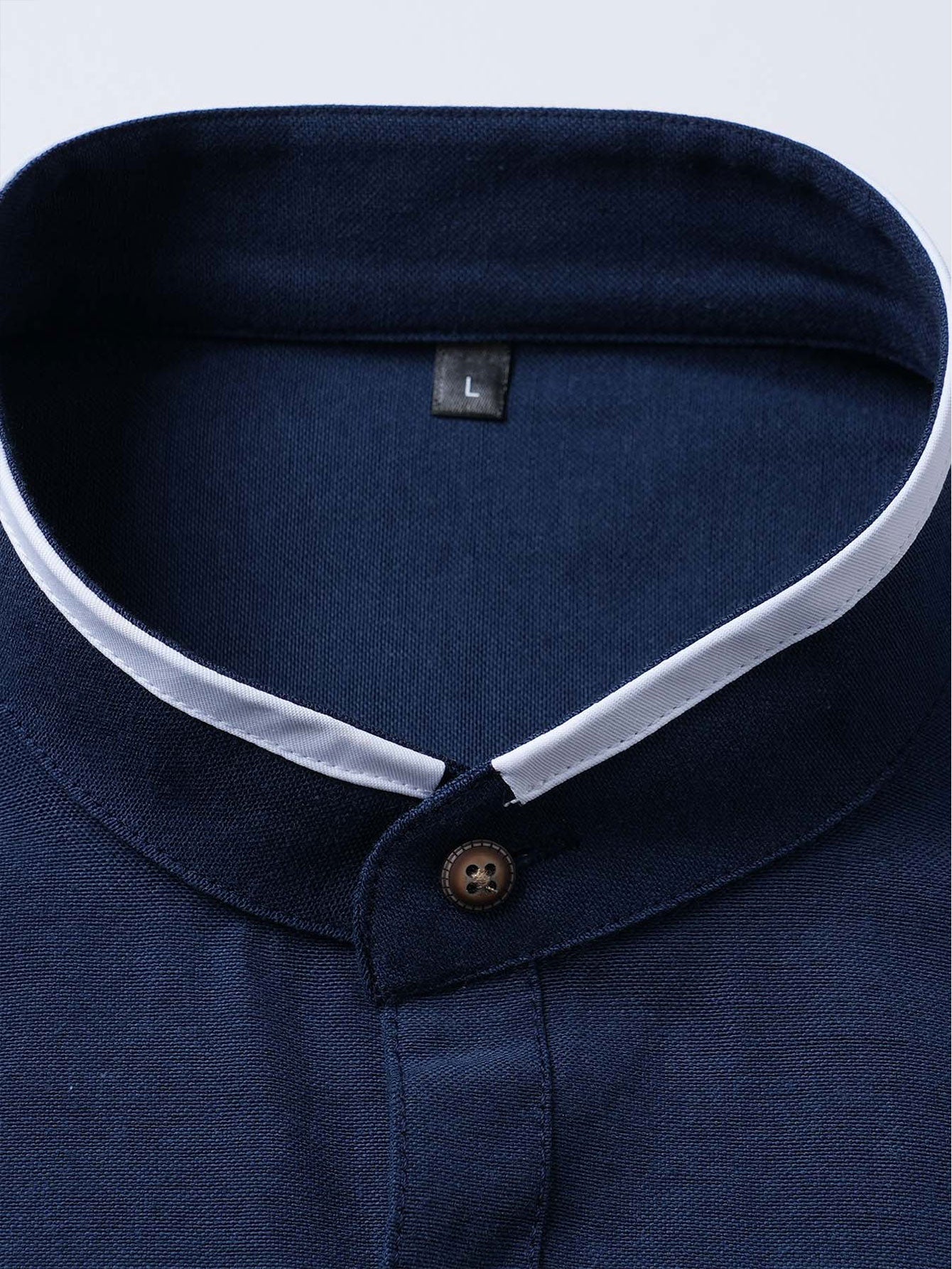 Long Sleeve Contrast Stand Collar Shirt