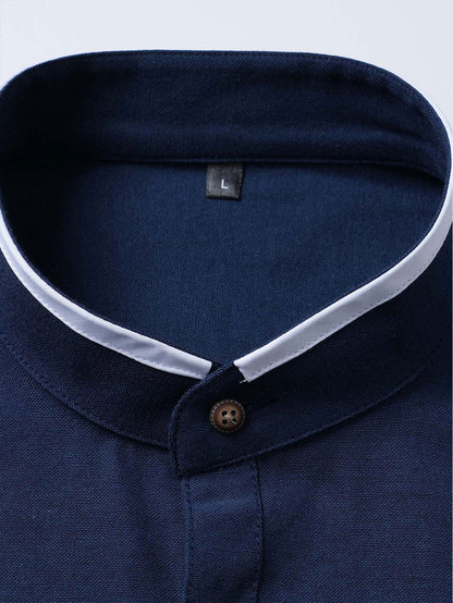 Long Sleeve Contrast Stand Collar Shirt