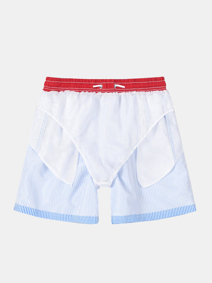 Vertical Striped Drawstring Swim Shorts