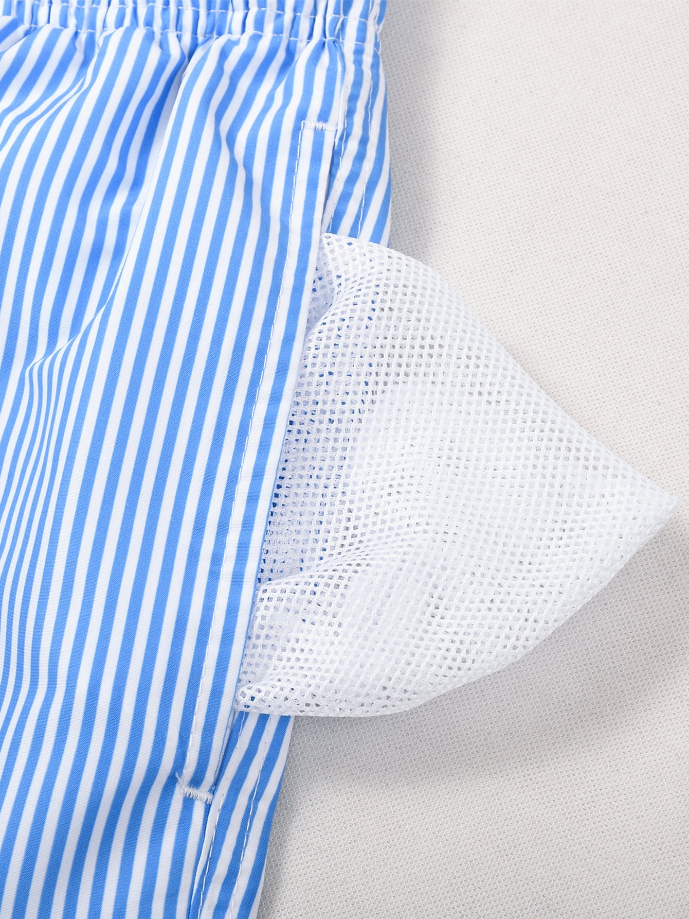 Vertical Striped Drawstring Swim Shorts