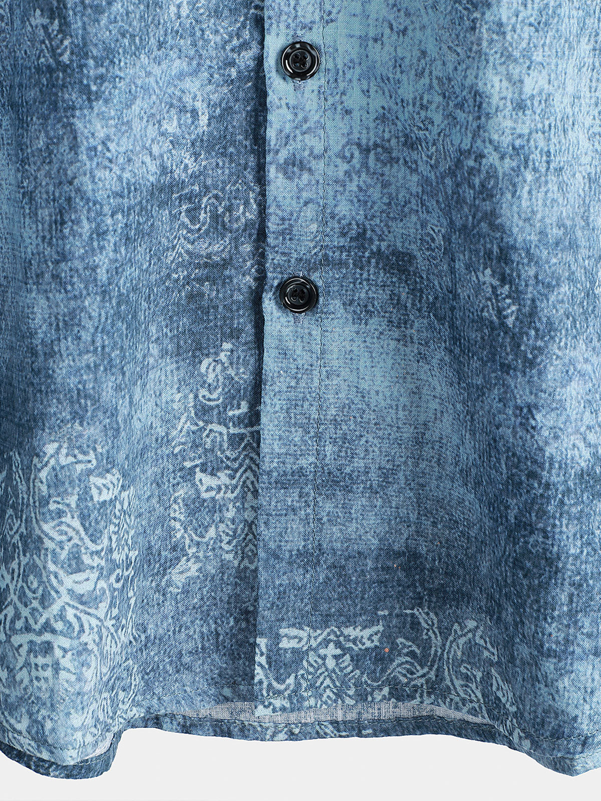 Men's Cotton Vintage Light Blue Short Sleeve Summer Button Up Shirt