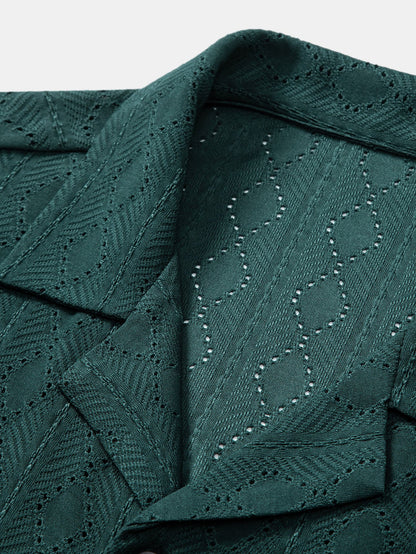 Muscle Fit Diamond Texture Cuban Shirt