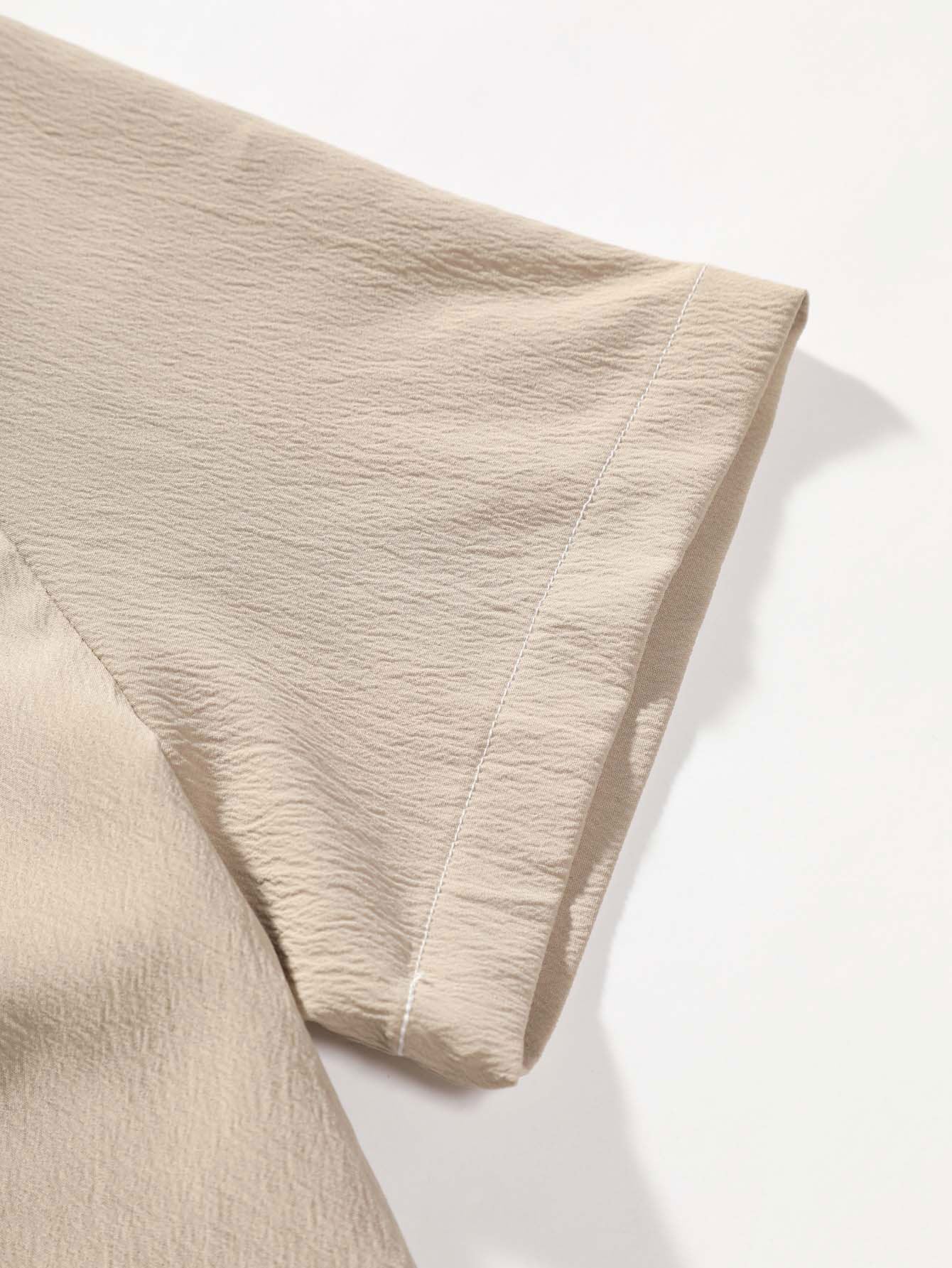 Crinkled Texture Stand Collar Shirt