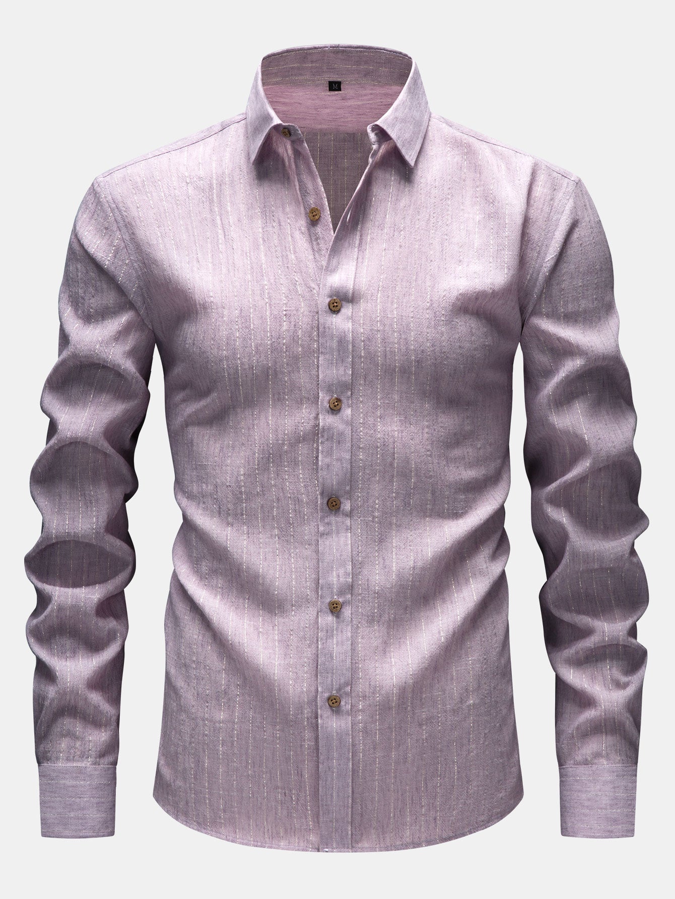 Long Sleeve Stripe Linen Look Button Up Shirt