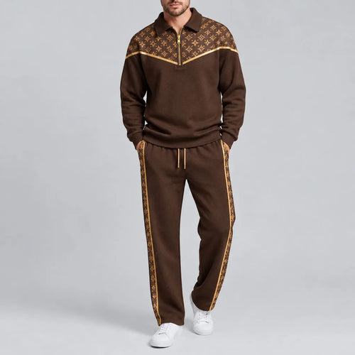 Men's Brown Polo Shirt and Pants Set