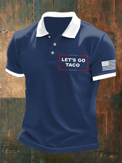 Men's Let's Go Taco Print Polo Shirt