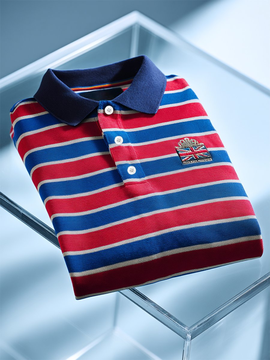 Men's Business Casual Union Jack Button Short Sleeve Polo Shirt