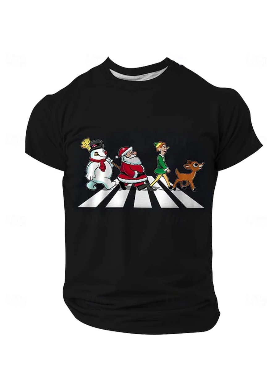 Men's Casual Retro Christmas Print T-shirt