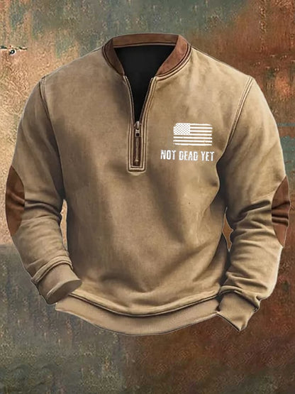 Retro Men's Veterans Printed Long Sleeve Sweatshirt