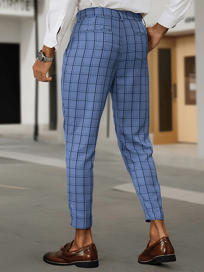 Men's Fashionable Plaid Design Business Casual Pants