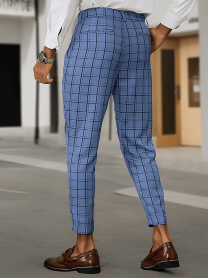 Men's Fashionable Plaid Design Business Casual Pants