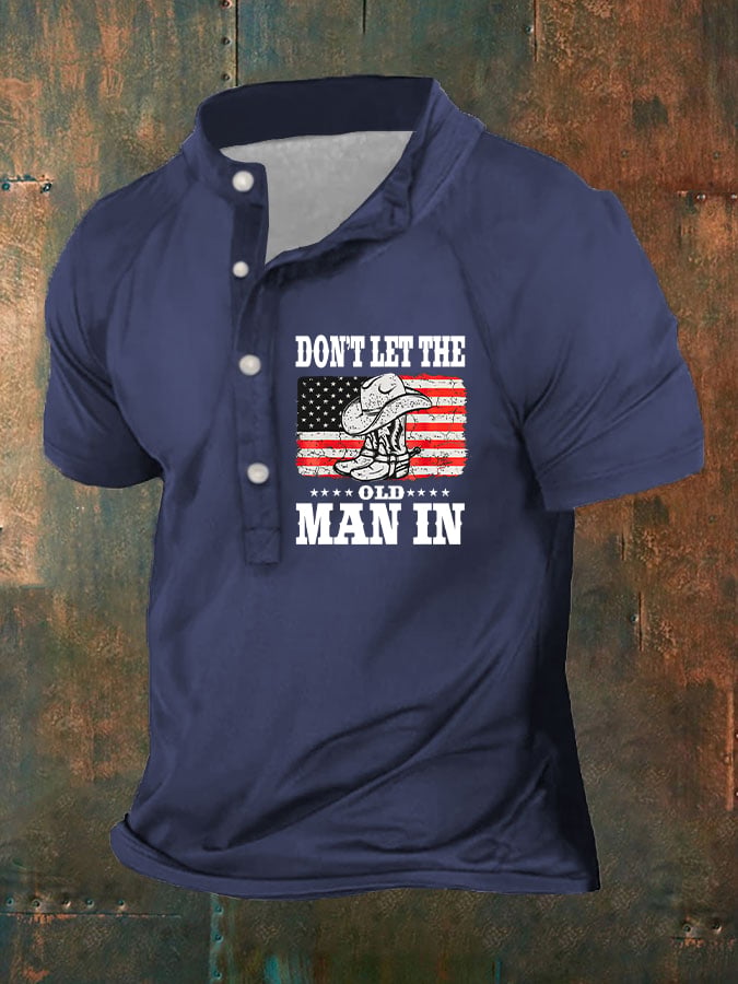 Men's Don't Let The Old Man In Country Music American Flag Print Polo