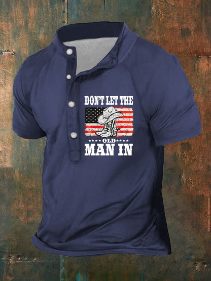 Men's Don't Let The Old Man In Country Music American Flag Print Polo