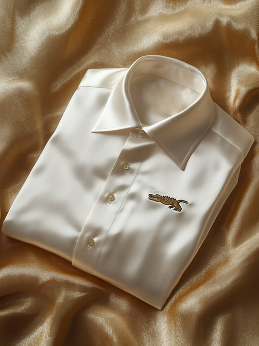 Men's Business Casual Embroidered Logo Lapel Short Sleeve Shirt