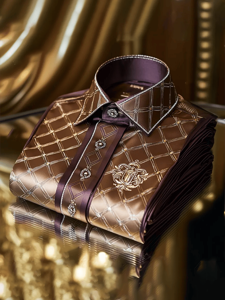 Men's Satin Luxe Print Short Sleeve Button Shirt