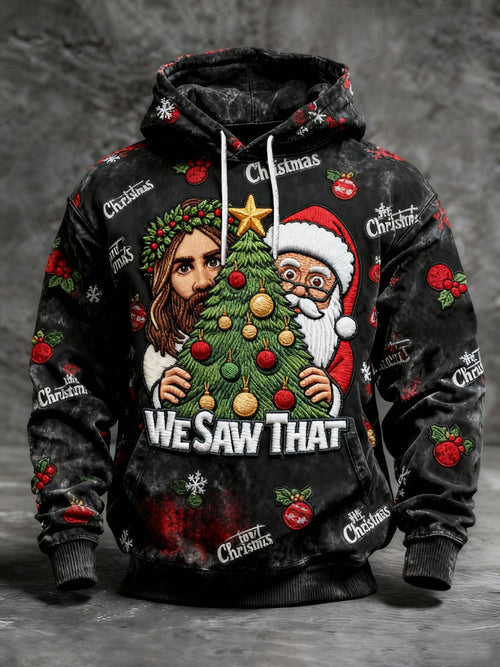 Men's Cool Santa  Print Long Sleeve Hooded Sweatshirt