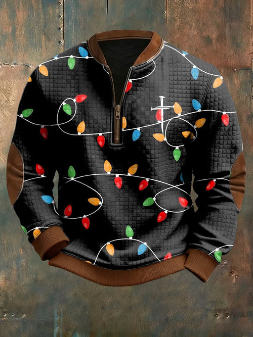Men's Casual Christmas-themed Checkered Jacquard Sweatshirt