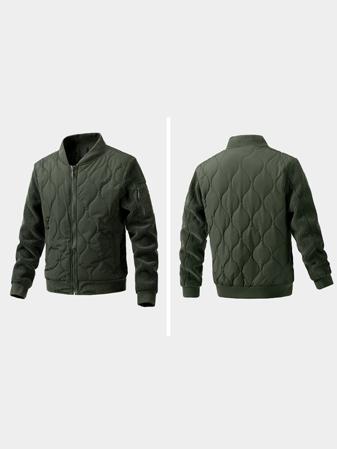 Men's Vintage Pleated Cotton Polar Fleece Patchwork Casual Cotton Jacket