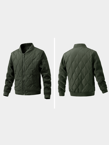 Men's Vintage Pleated Cotton Polar Fleece Patchwork Casual Cotton Jacket