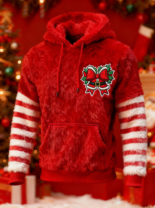 Striped Holly Plush Hoodie