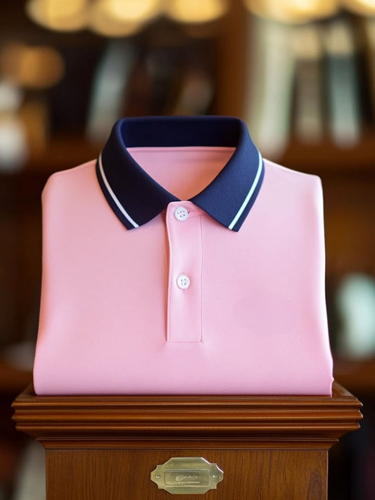 Men's Classic Business Logo Button Short Sleeve Polo Shirt