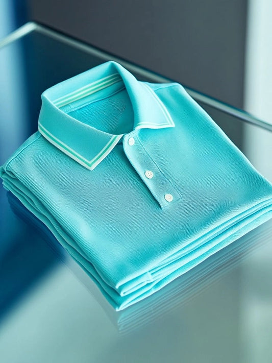 Men's Business Casual Logo Button Short Sleeve Polo Shirt