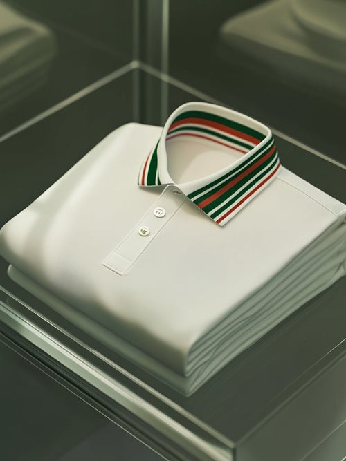 Men's Business Casual Logo Button Short Sleeve Polo Shirt