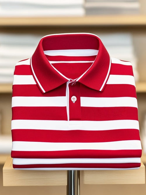 Men's Classic Business Logo Button Short Sleeve Polo Shirt