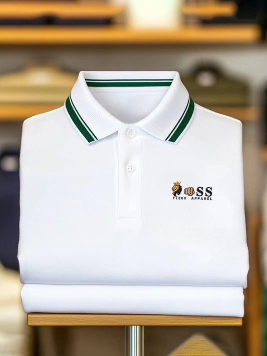 Men's Business Casual Logo Button Short Sleeve Polo Shirt