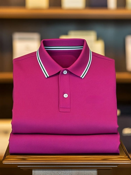 Men's Business Casual Logo Button Short Sleeve Polo Shirt