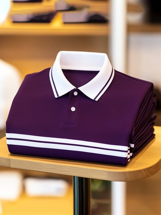 Men's Business Casual Logo Button Short Sleeve Polo Shirt
