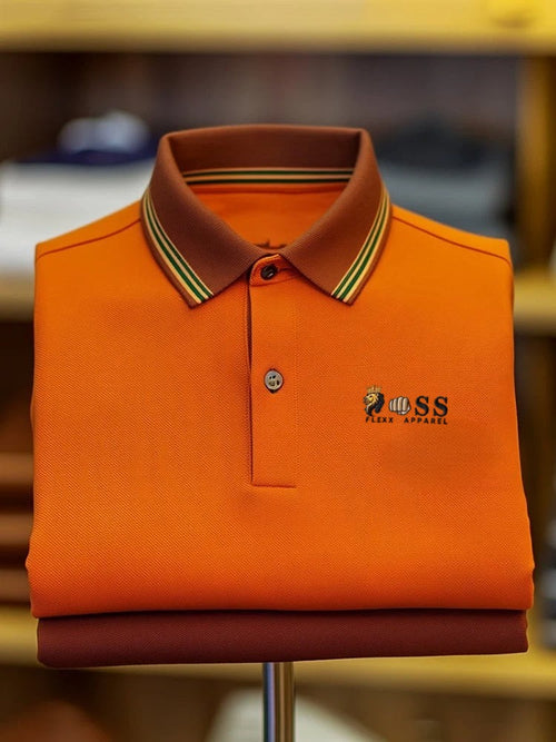 Men's Classic Business Logo Button Short Sleeve Polo Shirt