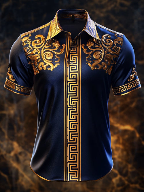 Men's Satin Luxe Print Short Sleeve Button Shirt