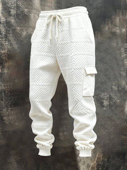 Men'S Fashionable Jacquard Texture Lapel Polo Casual Sweatshirt Suit