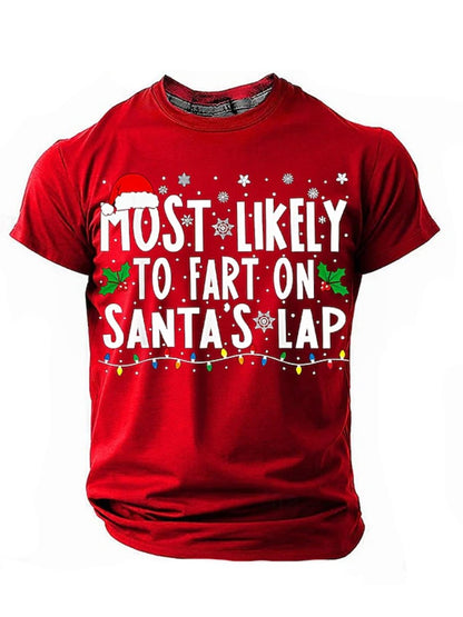 Men's Casual Retro Christmas Print T-shirt