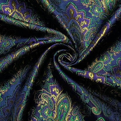 Men's Silk Paisley Dress Shirts,Green Gold