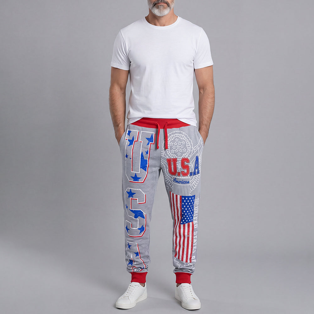 Men's Casual Athletic Pants with Letter Print