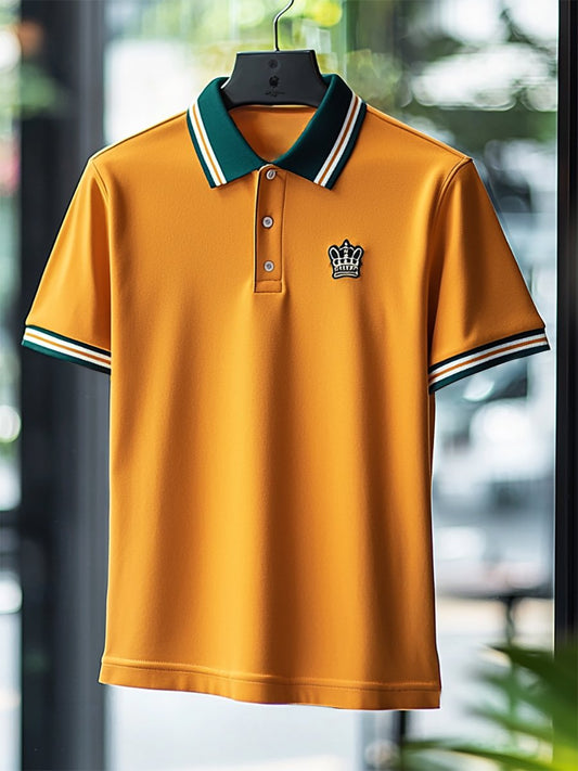 Men's Business Casual Button Short Sleeve Polo Shirt