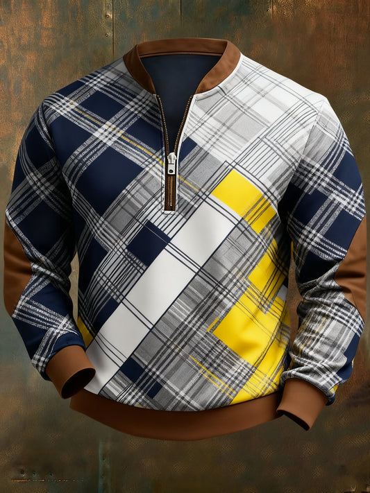 Men's Casual Geometric Color Block Print Sweatshirt