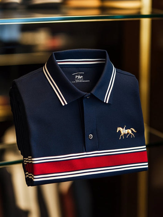 Men's Classic Business Logo Button Short Sleeve Polo Shirt
