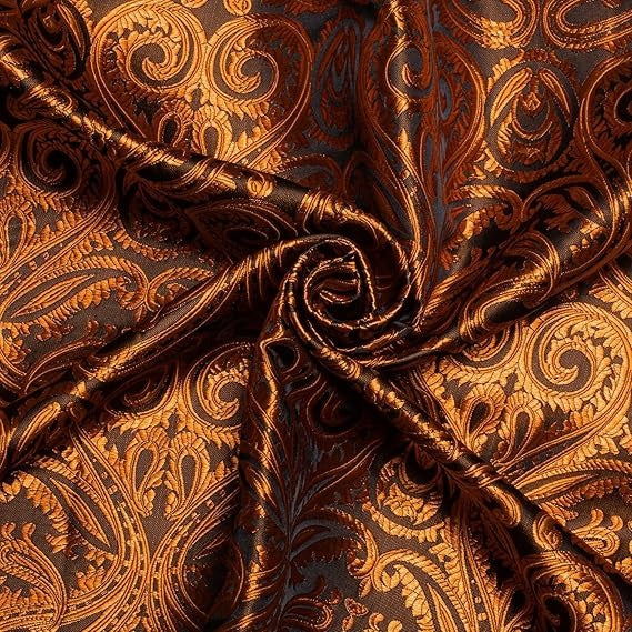 Men's Silk Paisley Dress Shirts,Burnt Orange Paisley