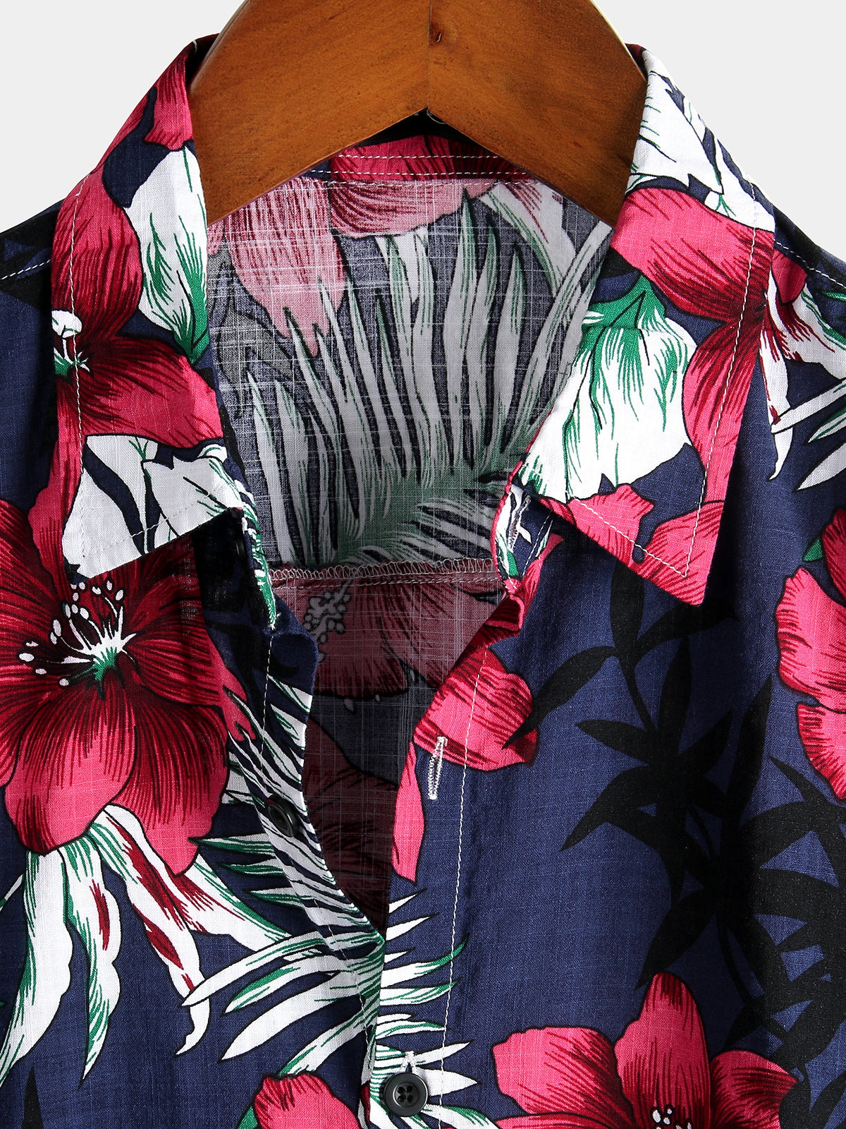 Men's Flower Tropical Hawaii Cotton Short Sleeve Shirt